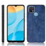 For OPPO A15 Shockproof Sewing Cow Pattern Skin PC + PU + TPU Case(Blue)