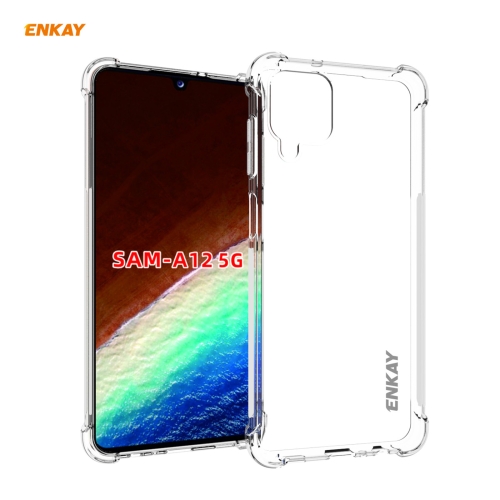 For Samsung Galaxy A12 Hat-Prince ENKAY Clear TPU Shockproof Case Soft Anti-slip Cover