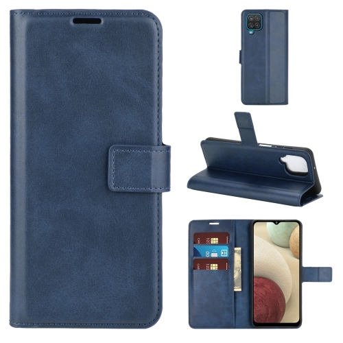 Retro Calf Pattern Buckle Horizontal Flip Leather Case with Holder & Card Slots & Wallet For Samsung Galaxy A12(Blue)