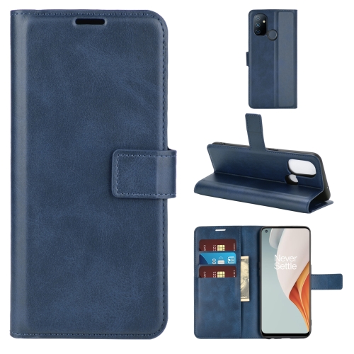 Retro Calf Pattern Buckle Horizontal Flip Leather Case with Holder & Card Slots & Wallet For OnePlus Nord N100(Blue)