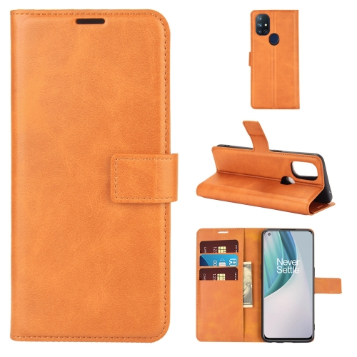 For OnePlus Nord N10 5G Retro Calf Pattern Buckle Horizontal Flip Leather Case with Holder & Card Slots & Wallet(Yellow)