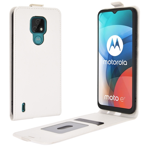 For Motorola Moto E7 R64 Texture Single Vertical Flip Leather Protective Case with Card Slots & Photo Frame(White)