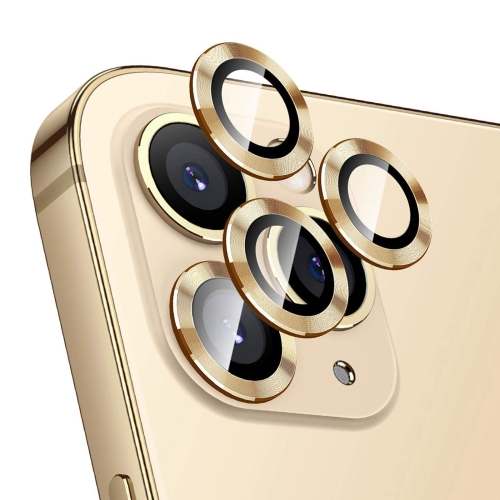 For iPhone 12 Pro Max ENKAY Hat-Prince Aluminium Alloy + Tempered Glass Camera Lens Cover Full Coverage Protector(Gold)