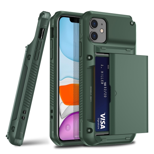 For iPhone 11 Pro PC+TPU Shockproof Armor Protective Case with Card Slot(Army Green)