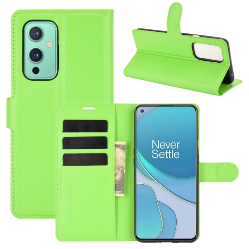 For OnePlus 9 Litchi Texture Horizontal Flip Protective Case with Holder & Card Slots & Wallet(Green)