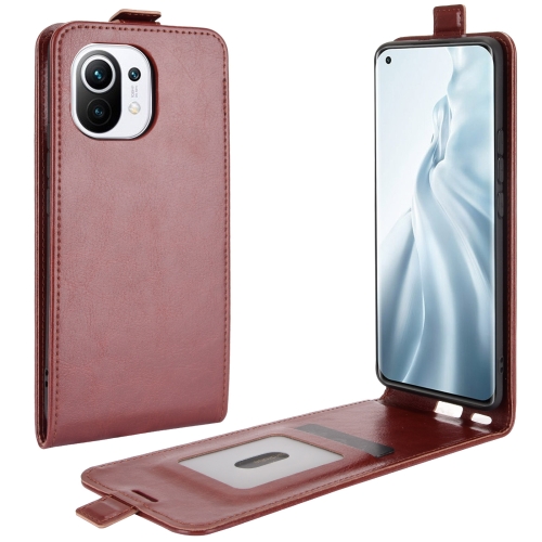 For Xiaomi Mi 11 R64 Texture Single Vertical Flip Leather Protective Case with Card Slots & Photo Frame(Brown)