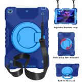 PC + Silicone Shockproof Combination Case with 360 Degree Rotating Holder & Handle & Shoulder Strap For iPad 10.2 (2020 / 2019)(Dark Blue)