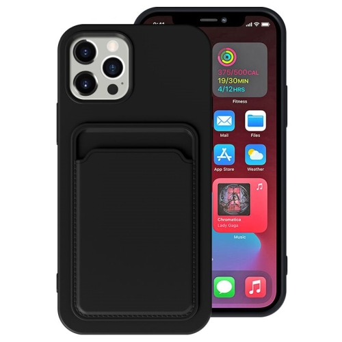TPU + Flannel Lining Shockproof  Case with Card Slots For iPhone 12 Pro Max(Black)