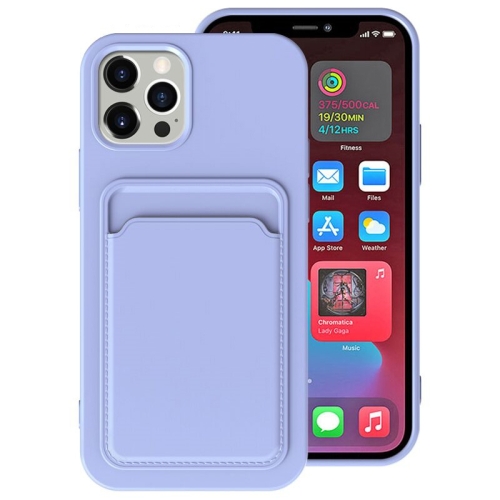 TPU + Flannel Lining Shockproof  Case with Card Slots For iPhone 12 Pro(Light Purple)