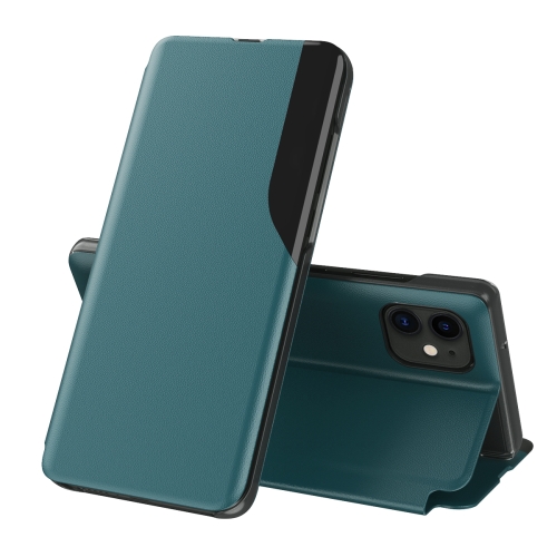 For OPPO Find X3 / Find X3 Pro Side Display Magnetic Shockproof Horizontal Flip Leather Case with Holder(Green)