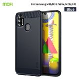 For Samsung Galaxy M31/ F41/ M21s/ M31 Prime MOFI Gentleness Series Brushed Texture Carbon Fiber Soft TPU Case(Blue)