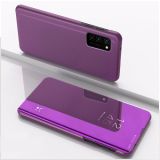 For Samsung Galaxy A32 5G Plated Mirror Horizontal Flip Leather Case with Holder(Purple)