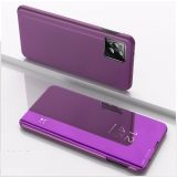 For OPPO Find X3 / Find X3 Pro Plated Mirror Horizontal Flip Leather Case with Holder(Purple)