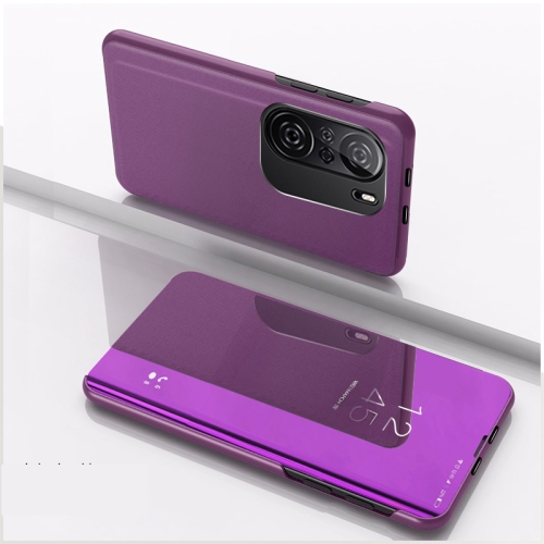 For Redmi K40/K40 Pro/K40 Pro+/Poco F3 Plated Mirror Horizontal Flip Leather Case with Holder(Purple)