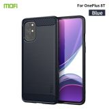 For OnePlus 8T MOFI Gentleness Series Brushed Texture Carbon Fiber Soft TPU Case(Blue)