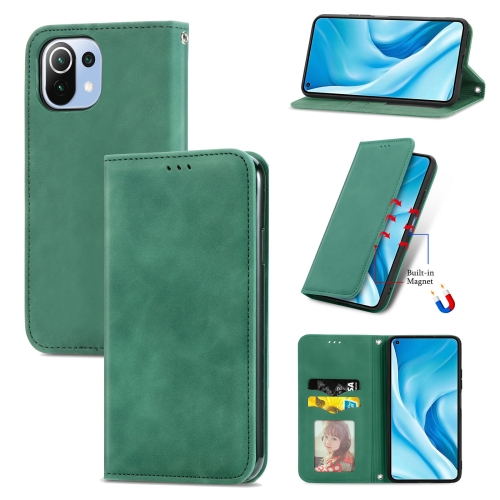 For Xiaomi Mi 11 Lite Retro Skin Feel Business Magnetic Horizontal Flip Leather Case With Holder & Card Slots & Wallet & Photo Frame(Green)