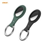 2 PCS ENKAY Hat-Prince Anti-fall Leather Teture TPU Case Cover with Keyring for AirTag(Green + Black)