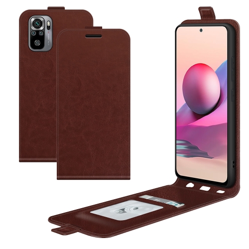 For Xiaomi Redmi Note 10S R64 Texture Single Vertical Flip Leather Protective Case with Card Slots & Photo Frame(Brown)