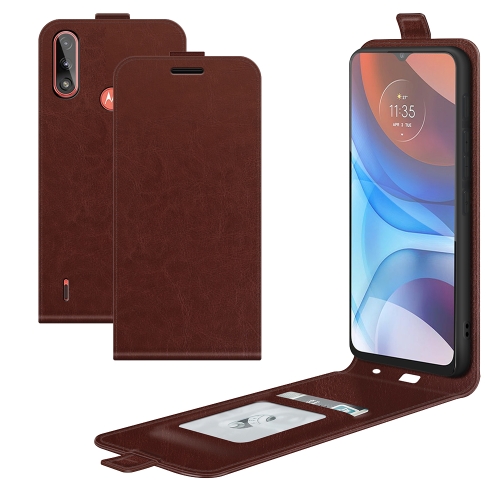 For Motorola Moto E7 Power R64 Texture Single Vertical Flip Leather Protective Case with Card Slots & Photo Frame(Brown)