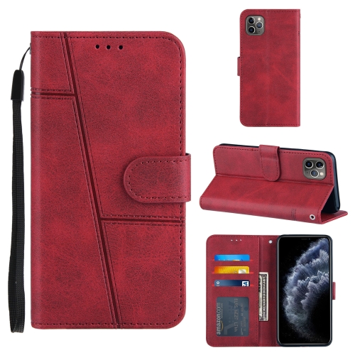 Stitching Calf Texture Buckle Horizontal Flip Leather Case with Holder & Card Slots & Wallet & Lanyard For iPhone 11 Pro Max(Red)