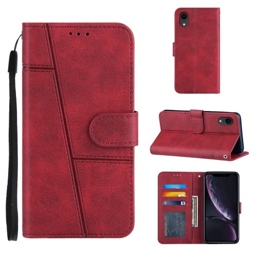 Stitching Calf Texture Buckle Horizontal Flip Leather Case with Holder & Card Slots & Wallet & Lanyard For iPhone XR(Red)