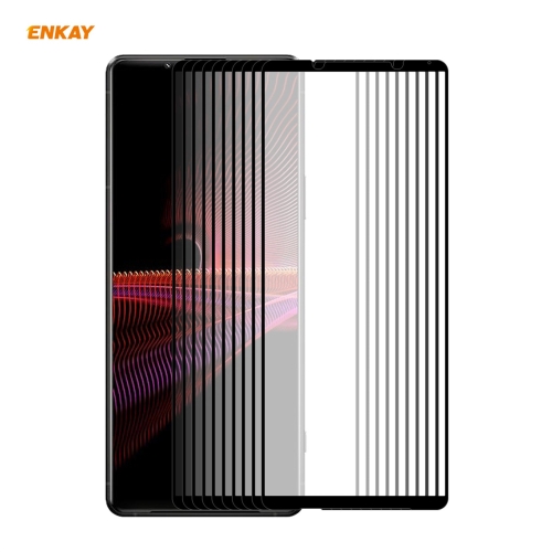 For Sony Xperia 1 III 10 PCS ENKAY Hat-Prince Full Glue 0.26mm 9H 2.5D Tempered Glass Full Coverage Film