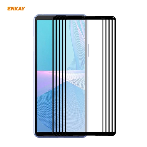 For Sony Xperia 10 III 5 PCS ENKAY Hat-Prince Full Glue 0.26mm 9H 2.5D Tempered Glass Full Coverage Film