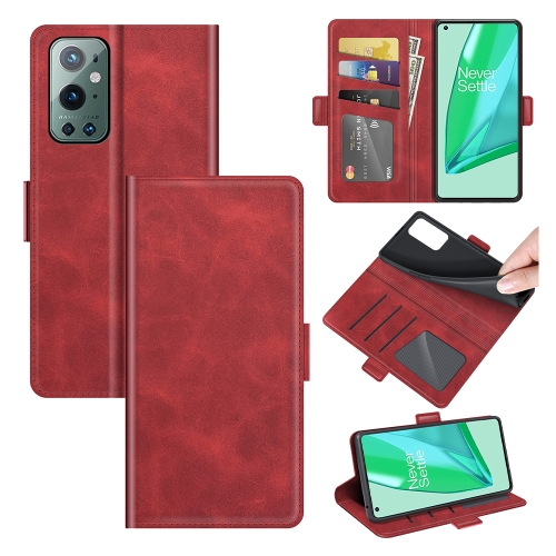 For OnePlus 9 Pro Dual-side Magnetic Buckle Horizontal Flip Leather Case with Holder & Card Slots & Wallet(Red)
