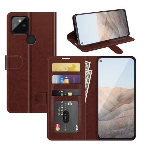 For Google Pixel 5A 5G R64 Texture Single Horizontal Flip Protective Case with Holder & Card Slots & Wallet& Photo Frame(Brown)