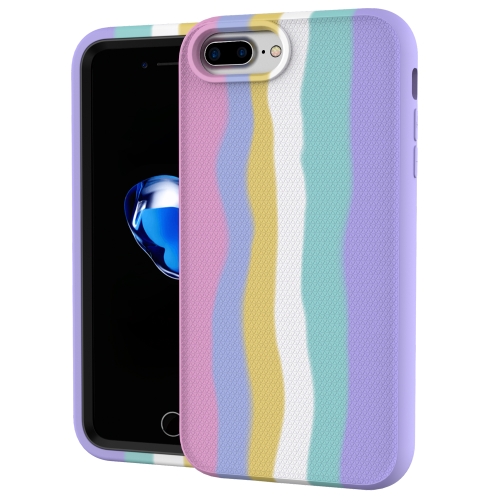 For iPhone SE 2020 / 8 / 7 Rainbow Silicone +PC Shockproof Skid-proof Dust-proof Case(Rainbow Pink)
