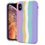 For iPhone XS Max Rainbow Silicone +PC Shockproof Skid-proof Dust-proof Case(Rainbow Pink)
