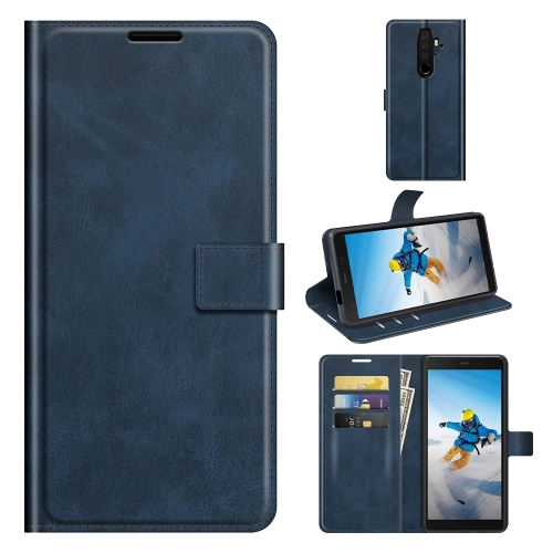 For Blackview BV6300 Pro Retro Calf Pattern Buckle Horizontal Flip Leather Case with Holder & Card Slots & Wallet(Blue)