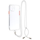 Transparent PC+TPU Phone Case with Contrast Color Button & Neck Lanyard For iPhone 12(Transparent)