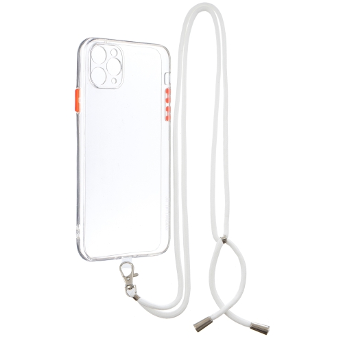 Transparent PC+TPU Phone Case with Contrast Color Button & Neck Lanyard For iPhone 11 Pro Max(Transparent)