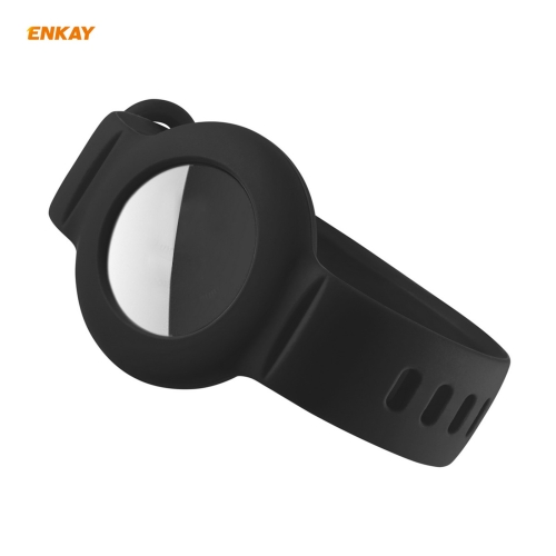 ENKAY Hat-Prince Children Watch Band Style Silicone Anti-lost Case for Apple AirTag(Black)