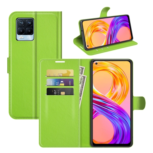 For OPPO Realme 8 / 8 Pro 4G Litchi Texture Horizontal Flip Protective Case with Holder & Card Slots & Wallet(Green)