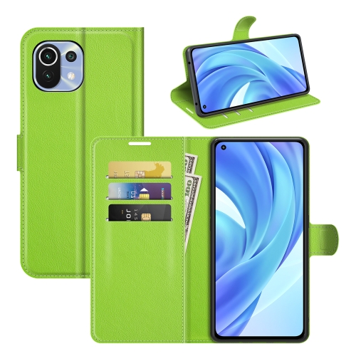 For Xiaomi Mi 11 Lite 4G /  5G Litchi Texture Horizontal Flip Protective Case with Holder & Card Slots & Wallet(Green)