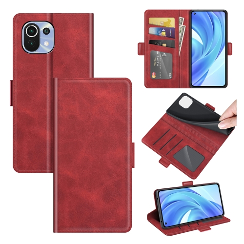 For Xiaomi Mi 11 Lite 4G / 5G Dual-side Magnetic Buckle Horizontal Flip Leather Case with Holder & Card Slots & Wallet(Red)