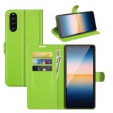 For Sony Xperia 10 III Litchi Texture Horizontal Flip Protective Case with Holder & Card Slots & Wallet(Green)