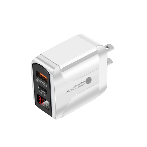 PD001 5A PD3.0 20W + QC3.0 USB Fast Charger with LED Digital Display