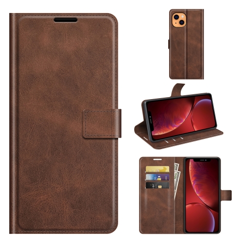 Retro Calf Pattern Buckle Horizontal Flip Leather Case with Holder & Card Slots & Wallet For iPhone 13 Pro Max(Dark Brown)