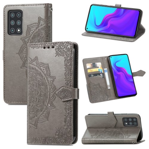 For Cubot X30 Mandala Flower Embossed Horizontal Flip Leather Case with Holder & Three Card Slots & Wallet & Lanyard(Gray)