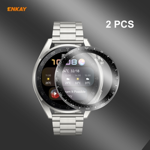 2 PCS For Huawei WATCH 3 Pro 48mm ENKAY Hat-Prince 3D Full Coverage Soft PC Edge + PMMA HD Screen Protector Film