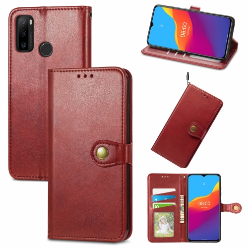 For Ulefone Note 10 Solid Color Leather Buckle Phone Case with Lanyard & Photo Frame & Card Slot & Wallet & Stand Function(Red)