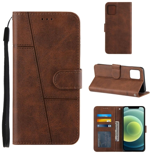 Stitching Calf Texture Buckle Horizontal Flip Leather Case with Holder & Card Slots & Wallet & Lanyard For iPhone 13(Brown)