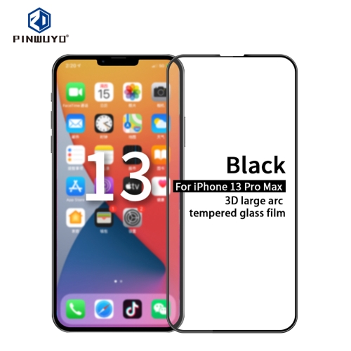 PINWUYO 9H 3D Curved Full Screen Explosion-proof Tempered Glass Film For iPhone 13 Pro Max(Black)