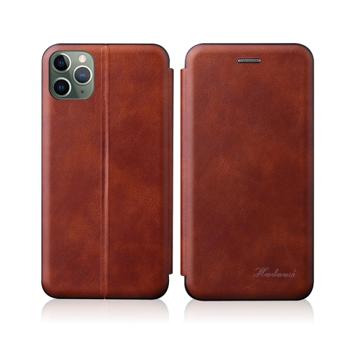 For iPhone 13 Pro Max Integrated Voltage Retro Texture Magnetic TPU+PU Leather Case with Card Slot & Holder(Brown)