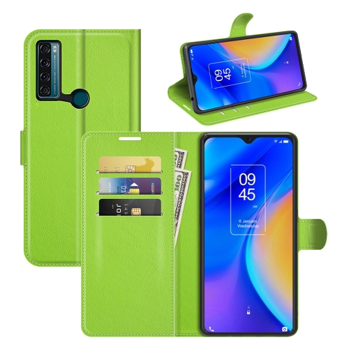 For TCL 20 SE Litchi Texture Horizontal Flip Protective Case with Holder & Card Slots & Wallet(Green)