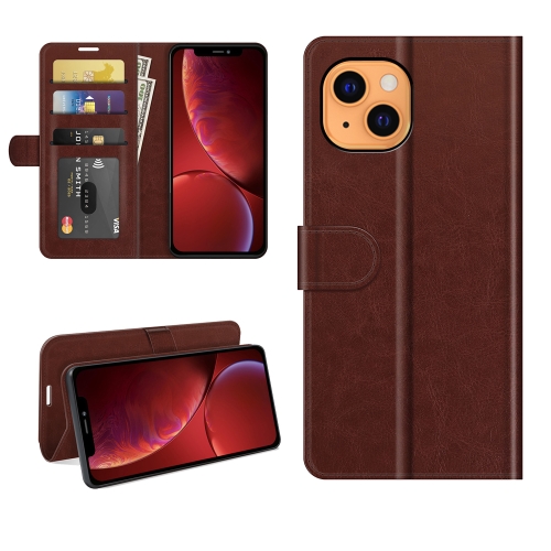 R64 Texture Single Horizontal Flip Protective Case with Holder & Card Slots & Wallet& Photo Frame for iPhone 13 mini(Brown)