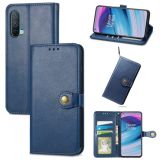 For OnePlus Nord CE 5G Solid Color Leather Buckle Phone Case with Lanyard & Photo Frame & Card Slot & Wallet & Stand Function(Blue)